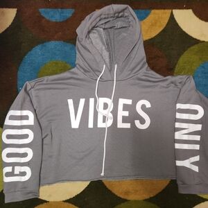 Stella Tweed Good Vibes Only Cropped Hoodie Women's Size L
